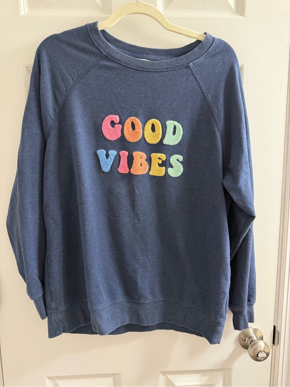 Wildfox Couture Good Vibes Navy Crewneck Sweatshirt - Small S